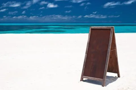 Blank menu board at the beach Stock Photos