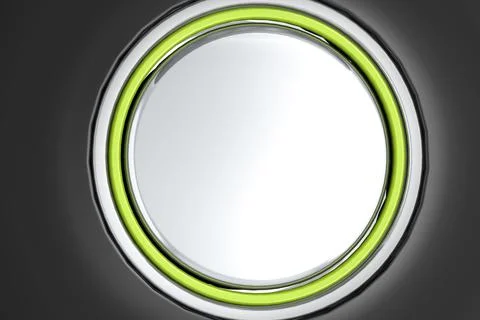 Blank metal button on black background Stock Illustration