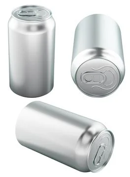 Blank metal drink cans. Different views and angles. 3D rendering Stock Illustration