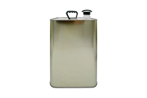 Blank metal rectangular olive oil tin can mockup, metal liquid container Stock Photos