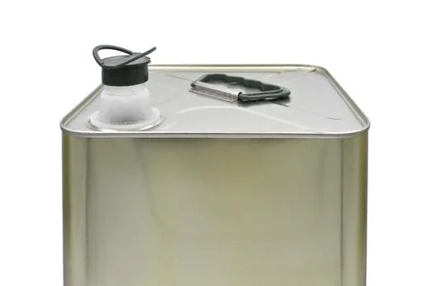 Blank metal rectangular olive oil tin can mockup, metal liquid container Stock Photos