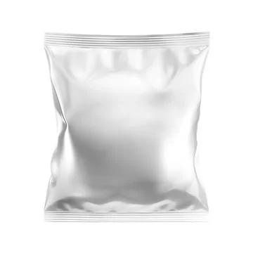 Blank Metallic White Pouch Up Package isolated on a white Background Stock Illustration