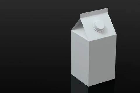 Blank milk box with black background, 3d rendering. Stock Illustration