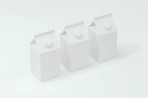 Blank milk box with white background, 3d rendering. Stock Illustration