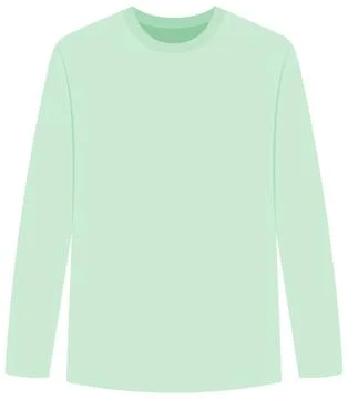Blank Mint Green Long Sleeve T-Shirt Vector Mockup Template Stock Illustration