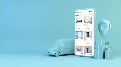Blank mobile delivery concept Stock Illustration