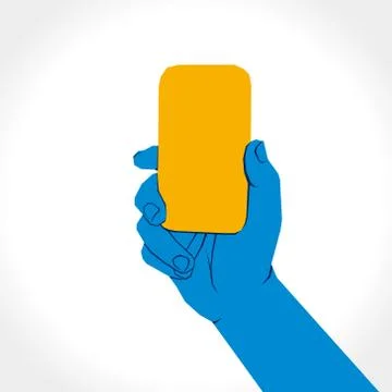 Blank mobile shape card in hand vector Stock Illustration