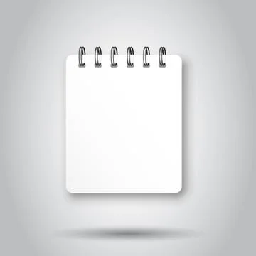 Blank mock up notepad icon in transparent style. Spiral notebook document vec Stock Illustration