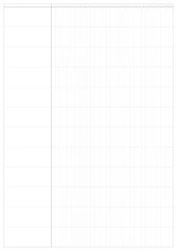 Blank monthly calendar grid with numbered columns one to thirty one. Empty pl Stock Illustration