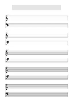 Blank music score sheet template to write music (G and F Clefs) Stock Illustration