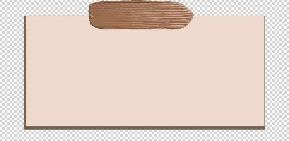 Blank note card is floating in flat design, attached by brown tape strip on イラスト素材