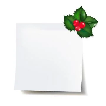 Blank note with holly berry Stock Illustration