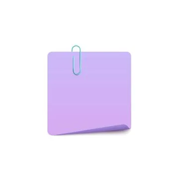 Blank note page with paper clip, realistic vector mockup illustration isolated. Stock Illustration