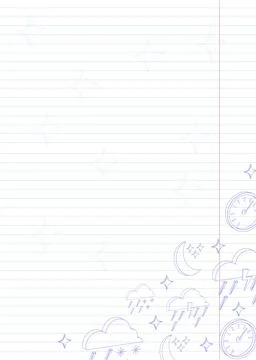 Blank note paper with blue outline weather icons Stock Illustration