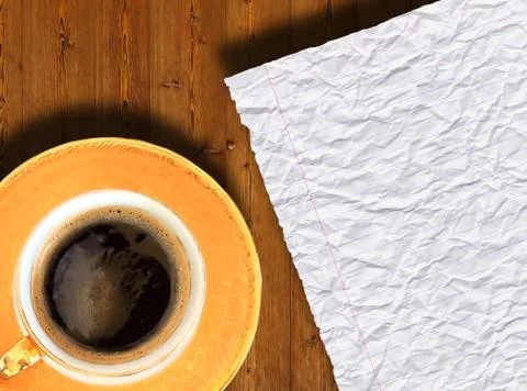 Blank note paper on coffee table . Stock Photos