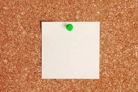 Blank Note Paper on Corkboard Note paper with push pin on corkboard. Copyr... Stock Photos