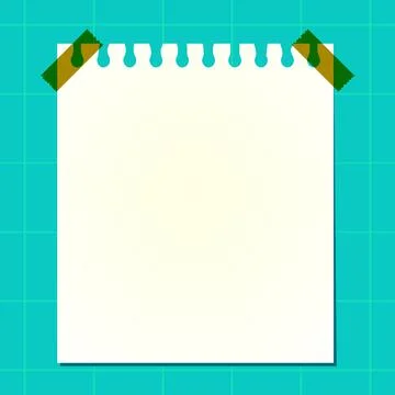 Blank note paper covered with transparent tape on blue background Stock Illustration