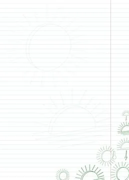 Blank note paper with green outline weather icons Stock Illustration