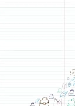 Blank note paper with outline school doodles Stock Illustration
