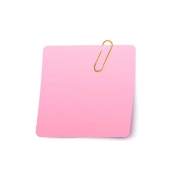 Blank note paper with paper-clip on top, realistic vector illustration isolated. Stock Illustration