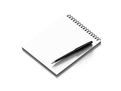 Blank note paper with pen. isolated on white. Stock Illustration