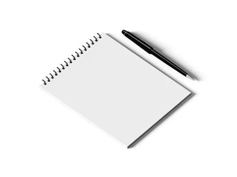 Blank note paper with pen. isolated on white. Stock Illustration
