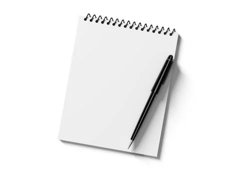 Blank note paper with pen. isolated on white. Stock Illustration