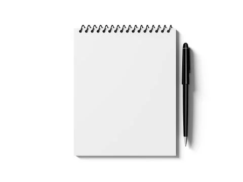 Blank note paper with pen. isolated on white. Stock Illustration
