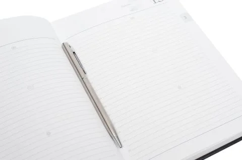 Blank note paper with pen. isolated on white. Stock Photos