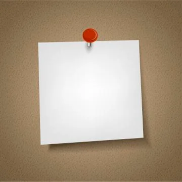Blank note paper with pin Stock Illustration