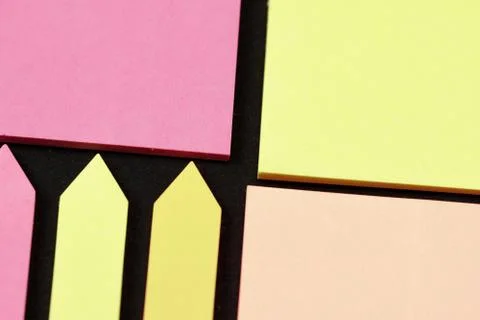Blank note paper set of different colours forms and sizes. Sticky notes colle Фото