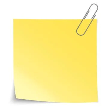 Blank note paper sheet with paper clip Illustrazione stock