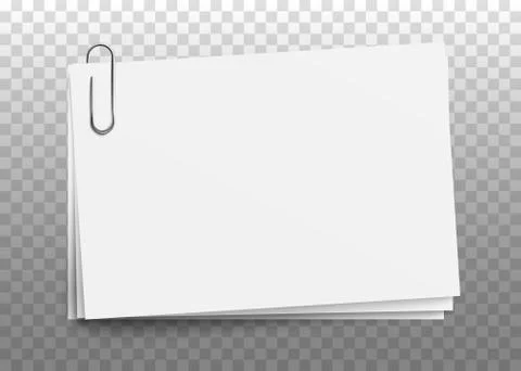 Blank note paper sheets with clip realistic vector mockup illustration isolated. 스톡 일러스트