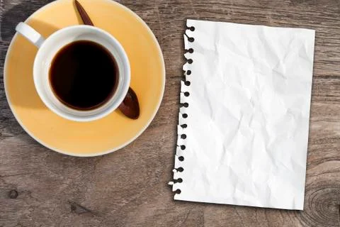 Blank note paper on the table with coffee Stock Photos