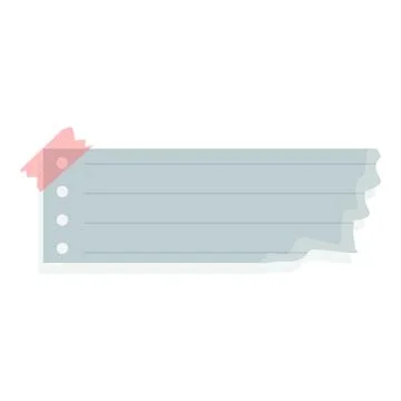 Blank note paper with torn edge and pink tape is attached イラスト素材