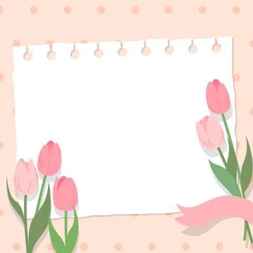 Blank note paper with tulips Stock Illustration