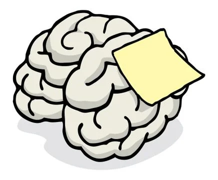 Blank note posted on brain reminder Illustrazione stock