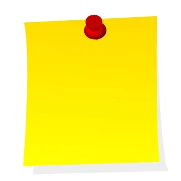 Blank note yellow paper sticker with push pin Stock Illustration