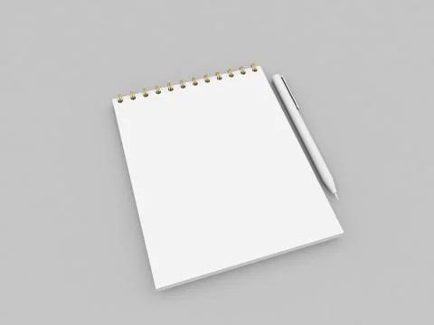 Blank notebook and pen on a gray background. Stock Illustration