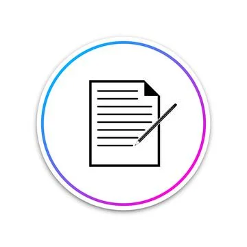 Blank notebook and pencil with eraser icon isolated on white background. Paper Stock Illustration