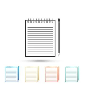 Blank notebook and pencil with eraser icon isolated on white background. Se.. イラスト素材