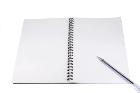 Blank notebook with ballpoint pen Stock Photos