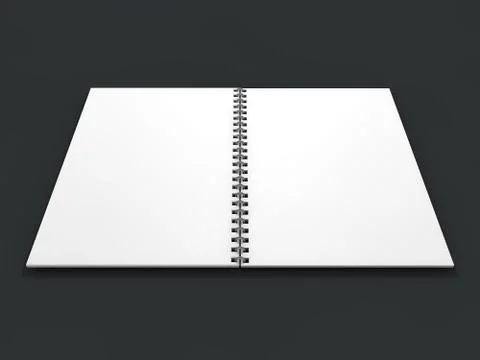 Blank notebook on dark background. 3D Illustrazione stock