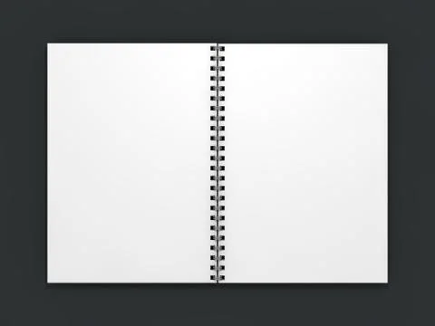 Blank notebook on dark background. 3D Illustrazione stock