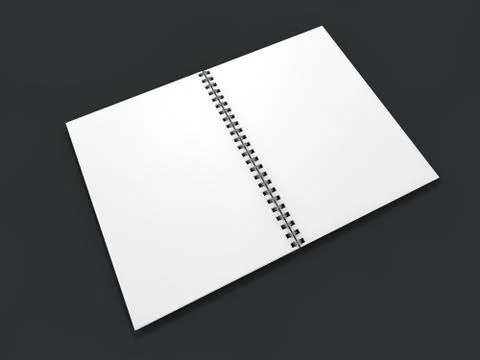 Blank notebook on dark background. 3D Illustrazione stock