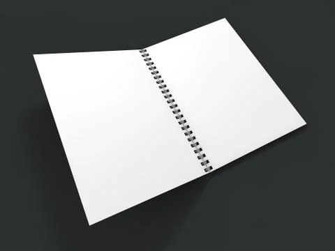 Blank notebook on dark background. 3D Illustrazione stock