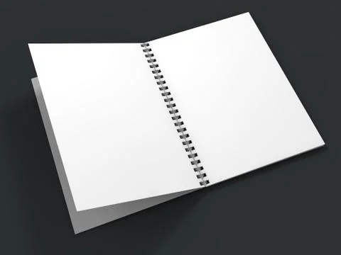 Blank notebook on dark background. 3D Illustrazione stock