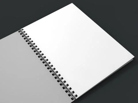 Blank notebook on dark background. 3D Illustrazione stock