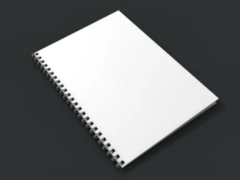 Blank notebook on dark background. 3D Illustrazione stock