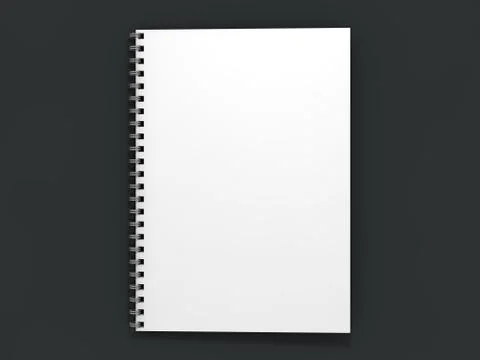 Blank notebook on dark background. 3D Illustrazione stock